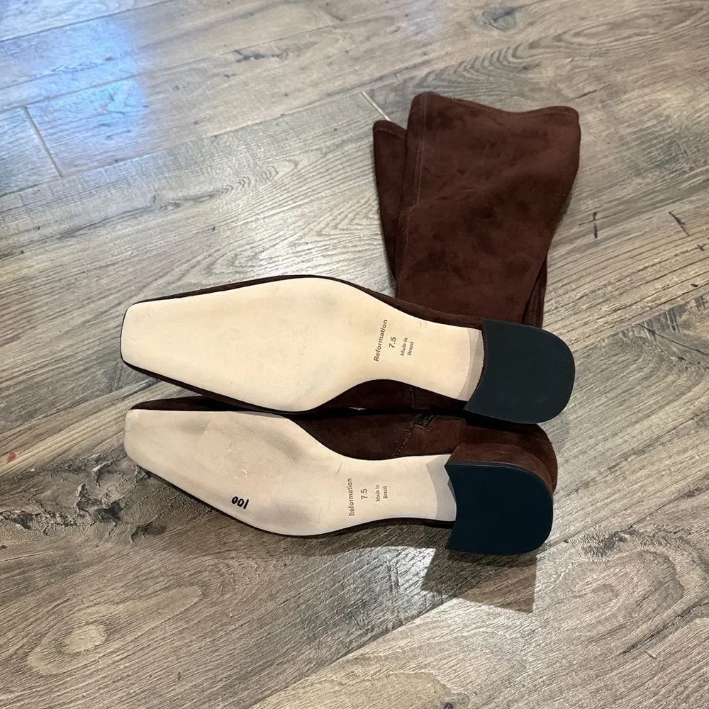 Reformation Raven Brown Knee-High Boots